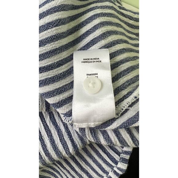 Beach Lunch Lounge Blue & White Striped Shirt Blouse S/P - Picture 11 of 11